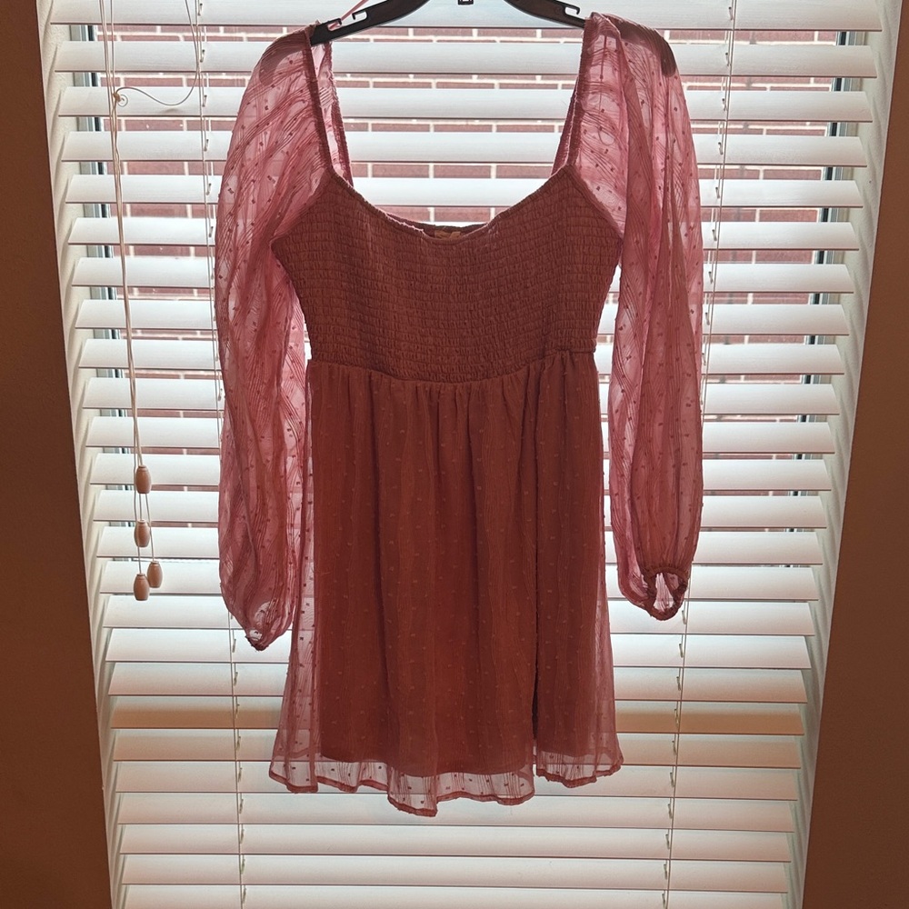Altar'd State Mauve Long Sleeve Dress